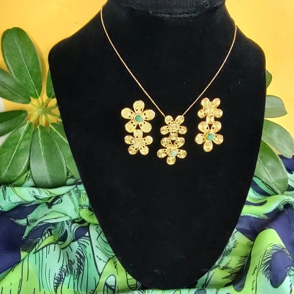 Jewelry made by hand Gold Plated 24 K. Silver 950, Morralla Emeral and Berillium - Picture 5 of 11